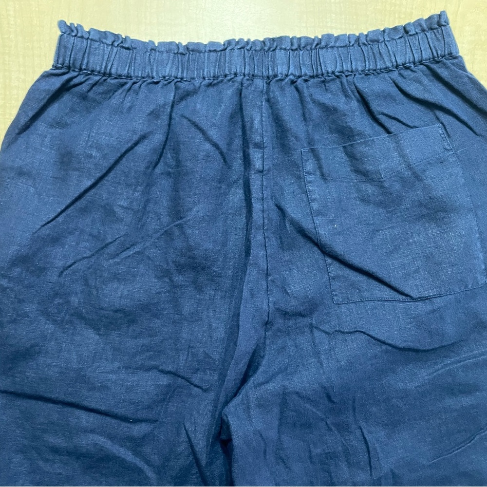 J Crew Soleil Dark Navy Blue Linen Pants Size Small - Picture 3 of 8